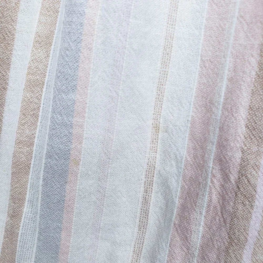 Loft Beach Cotton Linen Blend Striped Midi Dress Neutral Elasticized Waist XXS - Picture 7 of 8